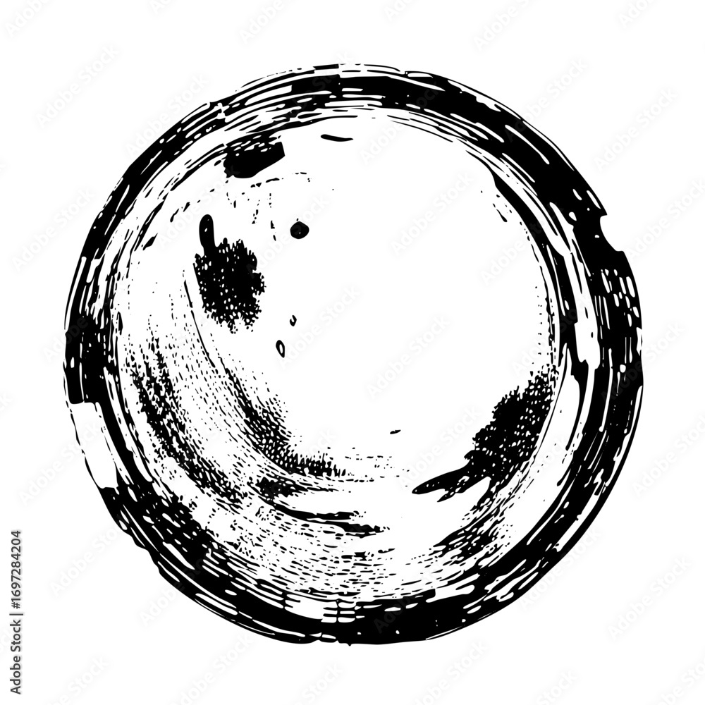Poster vector abstract circular brushstroke with textured details.