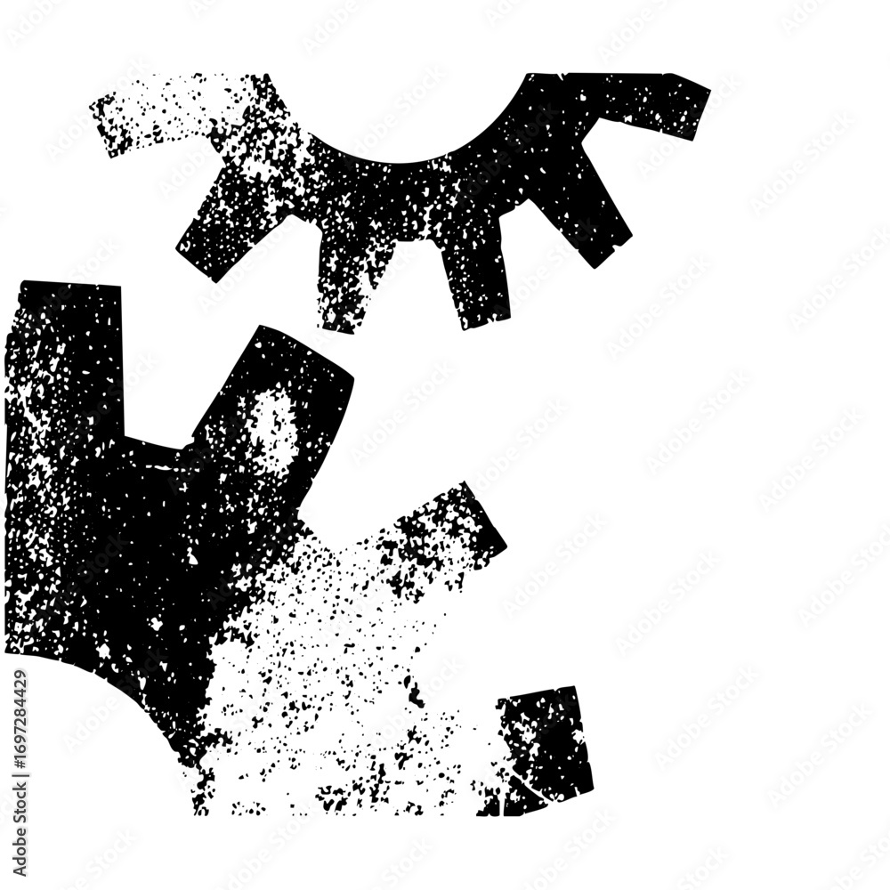 Aufkleber vector interlocking gears with distressed texture