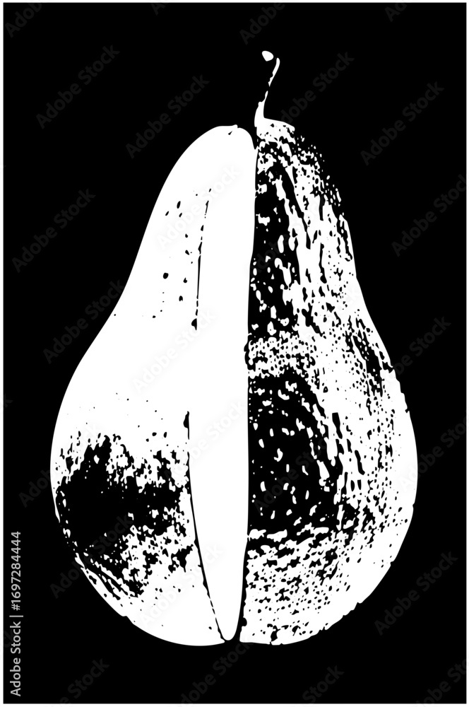 Poster vector split pear showcases contrasting textures.