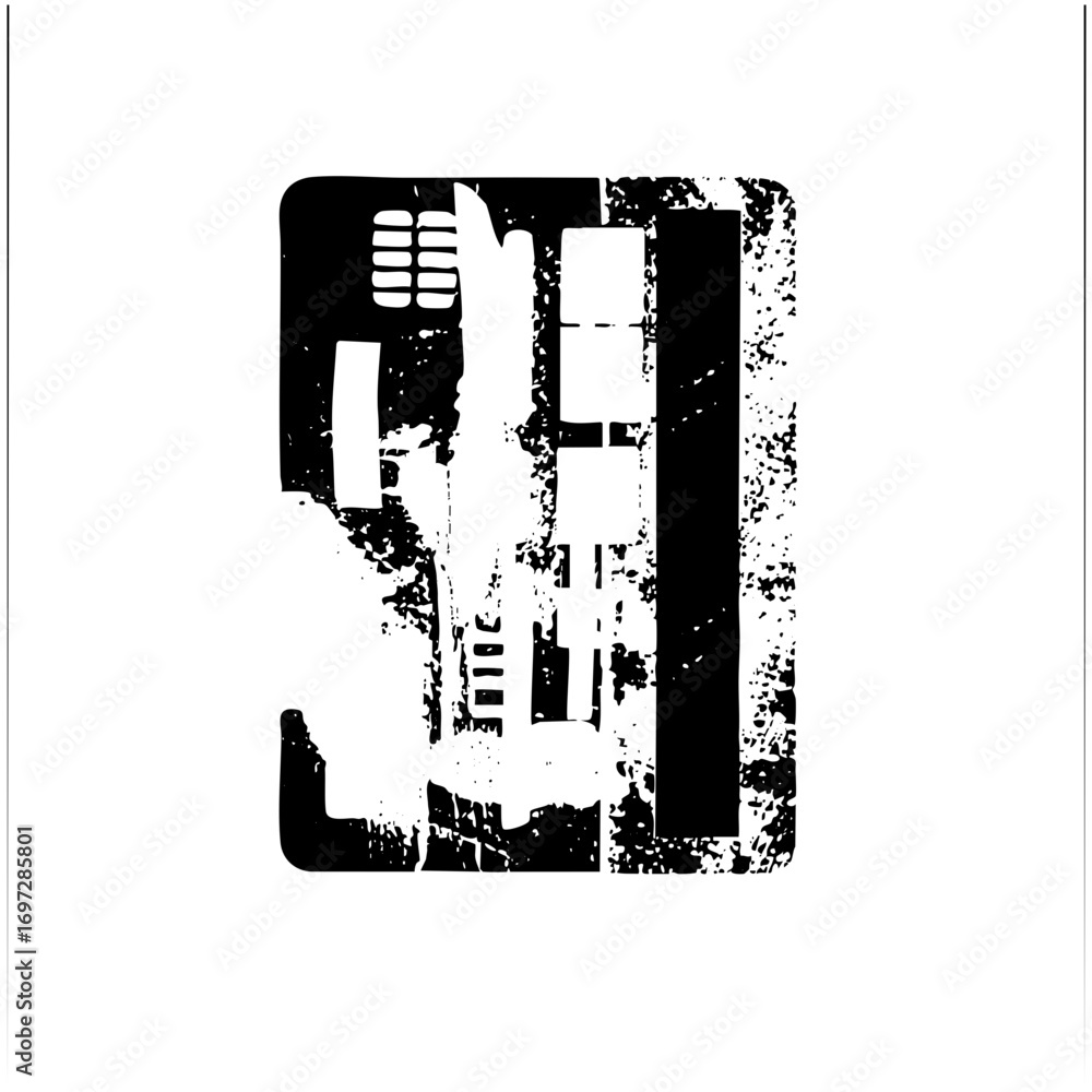 Poster vector abstract robotic arm with distressed texture.