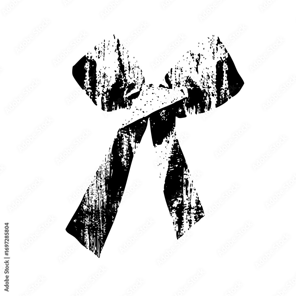 Poster vector distressed ribbon bow with textured edges.