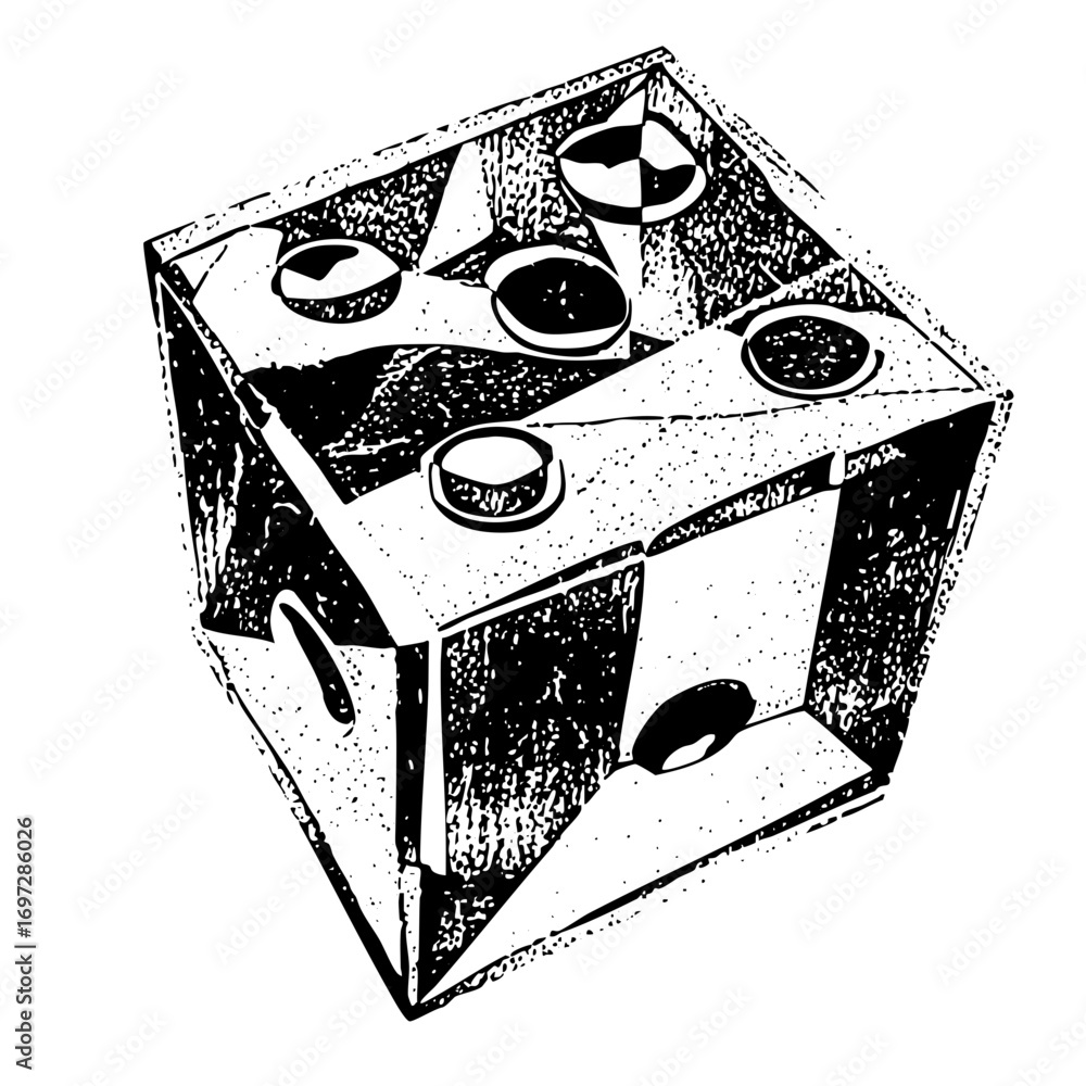 Poster vector abstract geometric cube with circular openings .