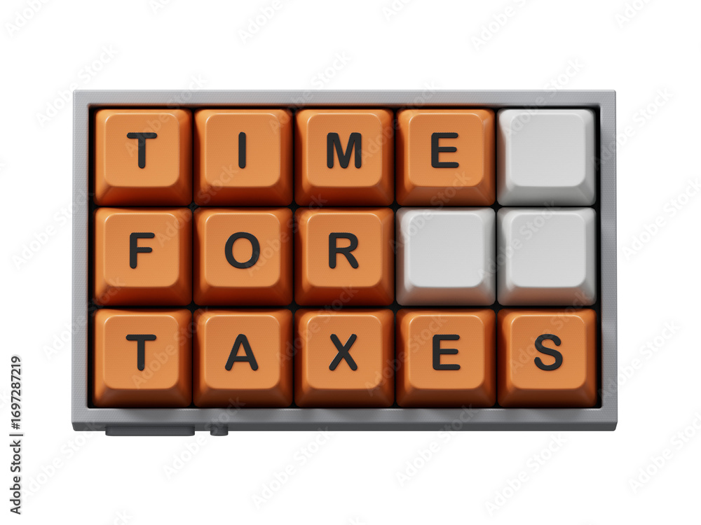 Poster text time for taxes writing in computer keyboard keys. business concept. computer keyboard keys. cop