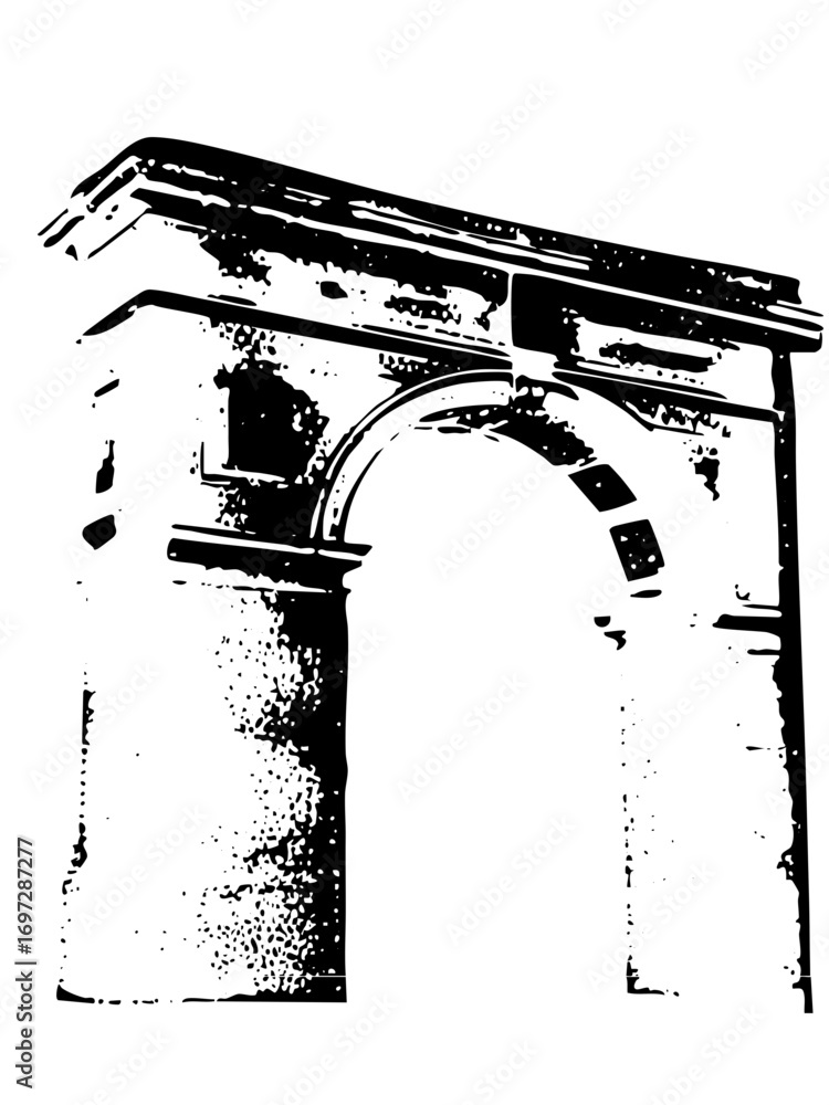 Aufkleber vector architectural archway features a weathered stone structure.