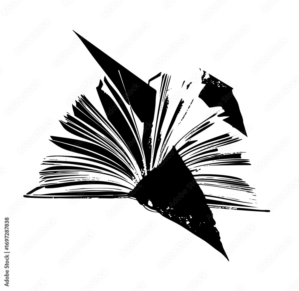 Poster vector paper airplane launching from an open book .