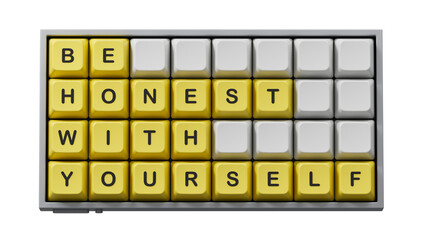 Be honest with Yourself symbol. Computer keyboard keys with words Be honest with Yourself. Be honest with Yourself concept.Copy space.Supports PNG files with transparent backgrounds.