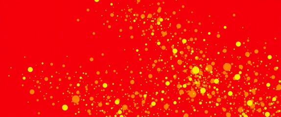 Abstract red background with golden bubbles and particles