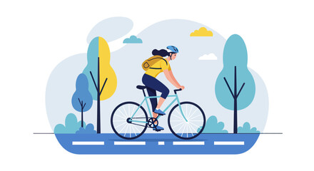 Fototapeta premium Minimalist Outdoor Scene with Bicycle Wheel and Stylized Trees