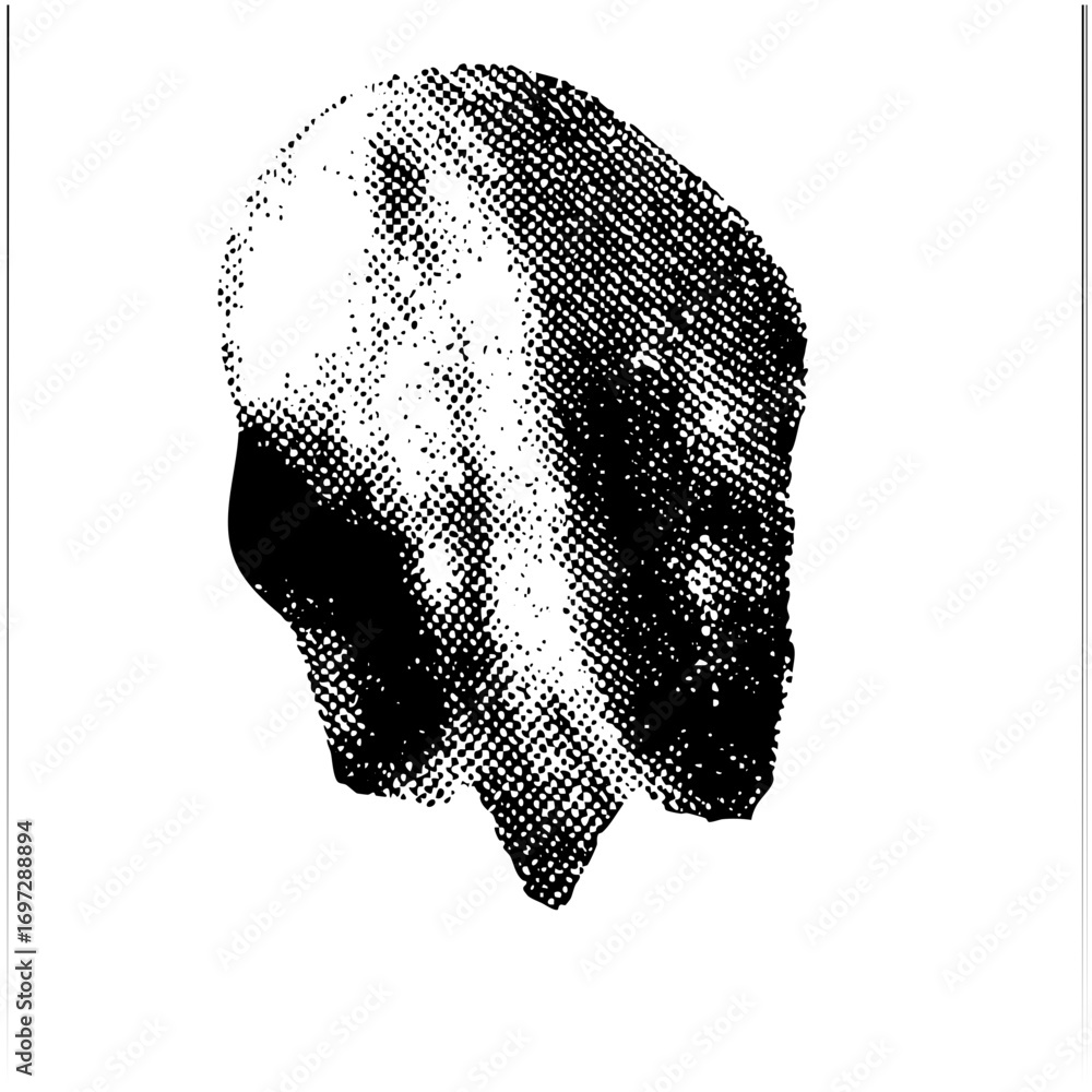 Aufkleber vector abstract halftone skull with stark contrast.