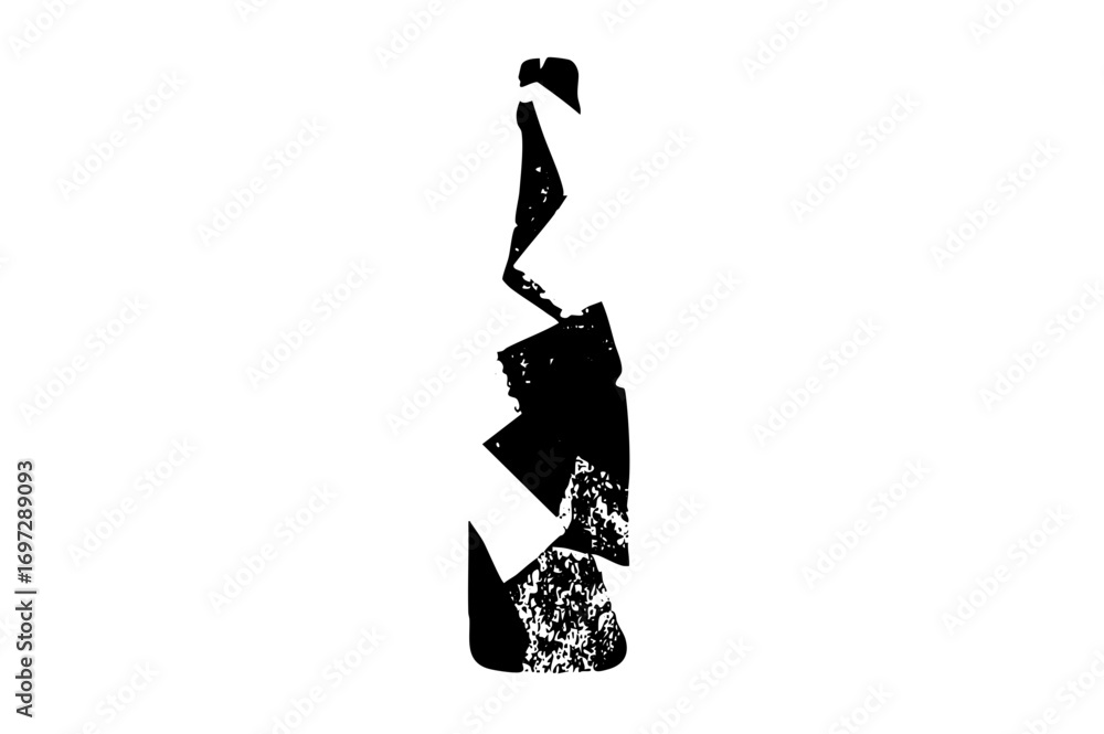 Poster vector abstract broken bottle with textured black shapes.