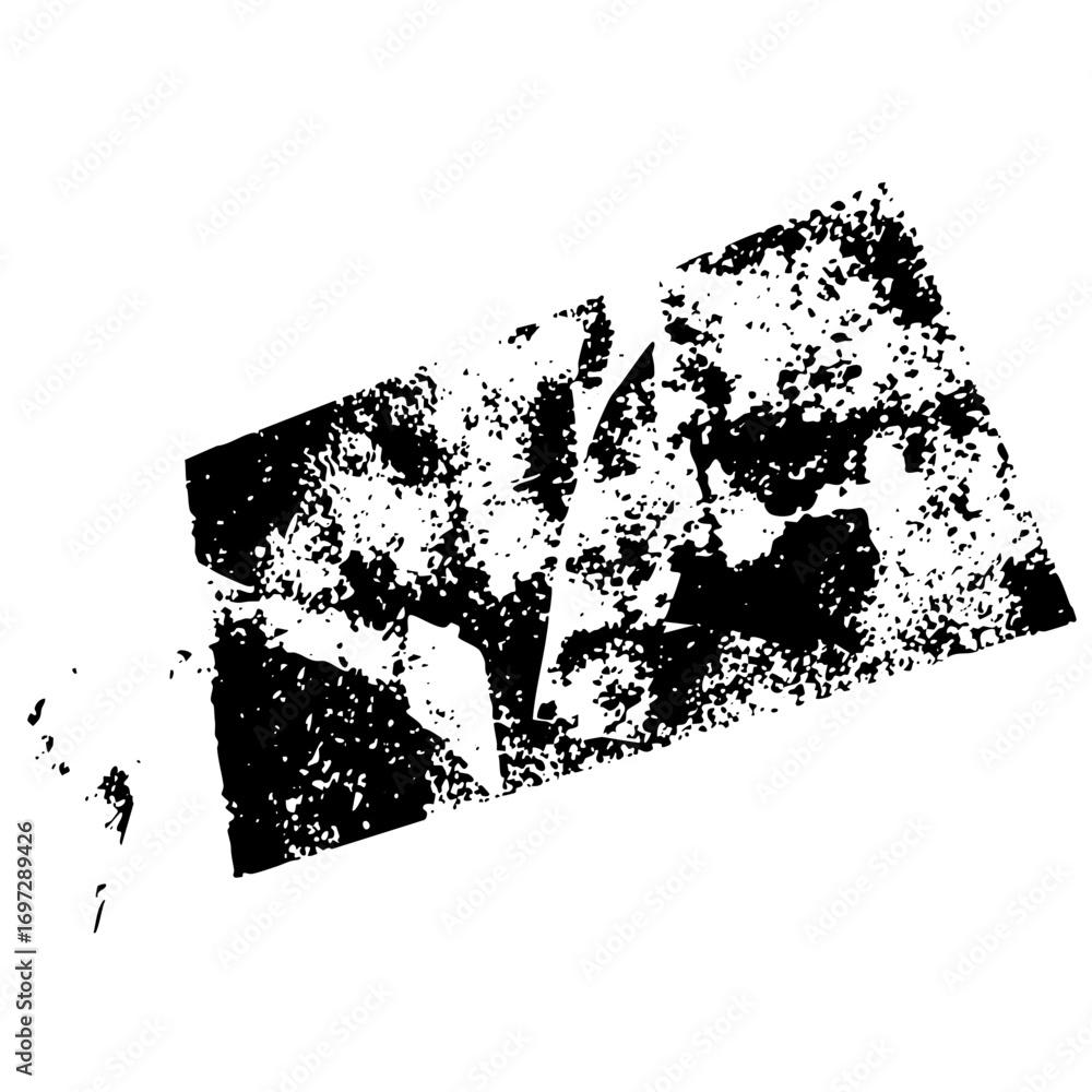 Poster vector distressed typographic features fragmented letters.