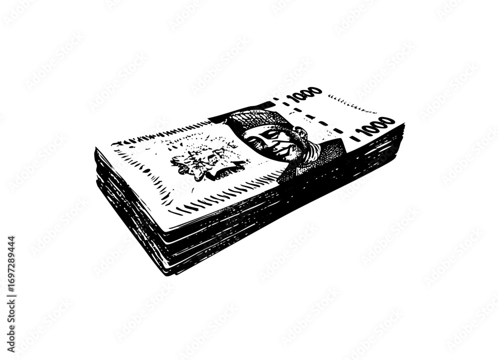 Poster vector stack of one thousand currency notes