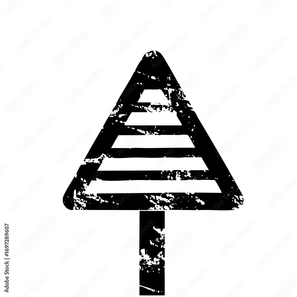Poster vector black and white triangular sign with horizontal lines.