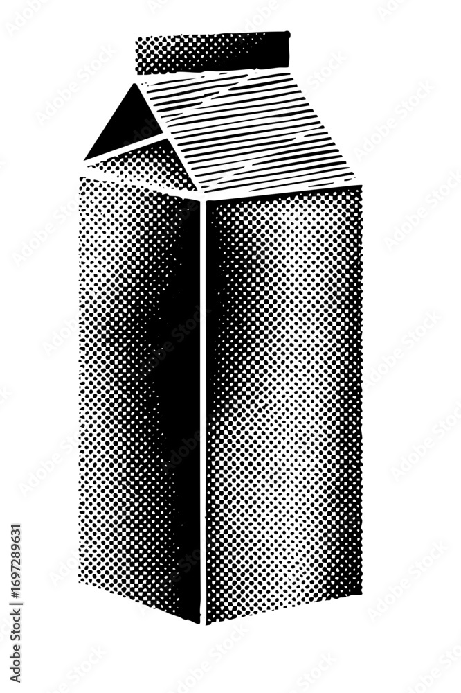 Poster vector geometric carton container with halftone texture.