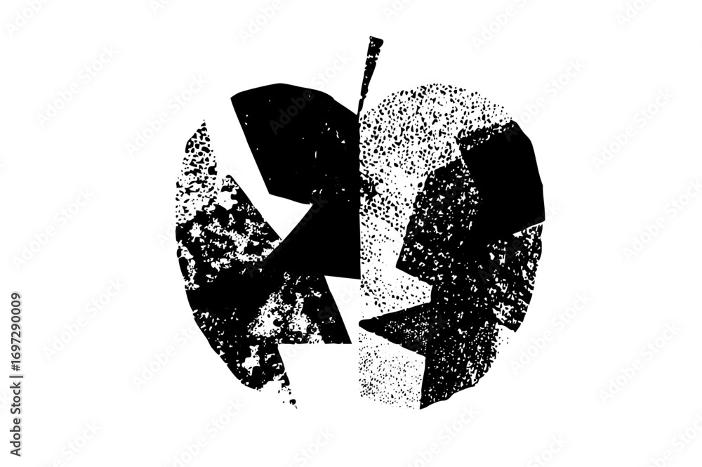 Poster vector abstract fractured with halftone texture.
