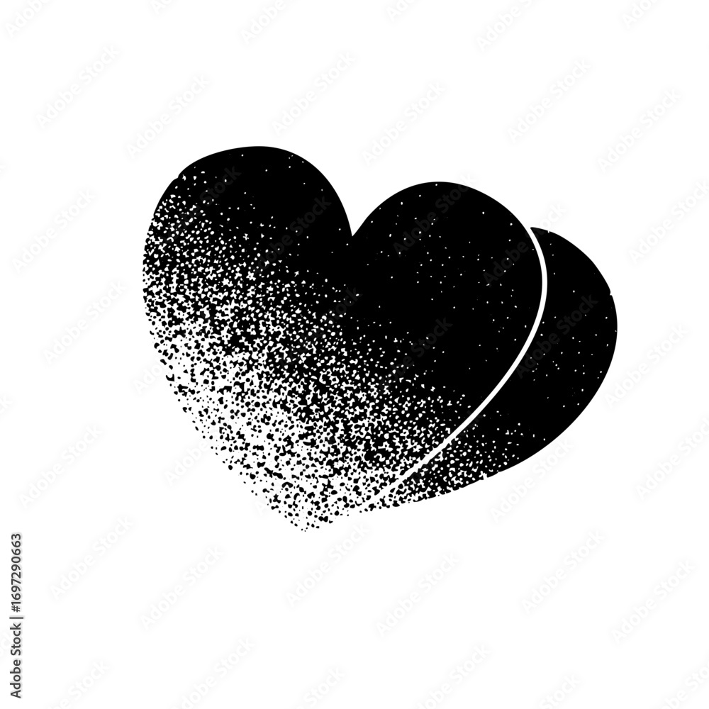 Poster vector fragmenting heart with spray paint effect