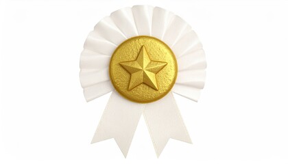White Satin Rosette with Gold Star Center
