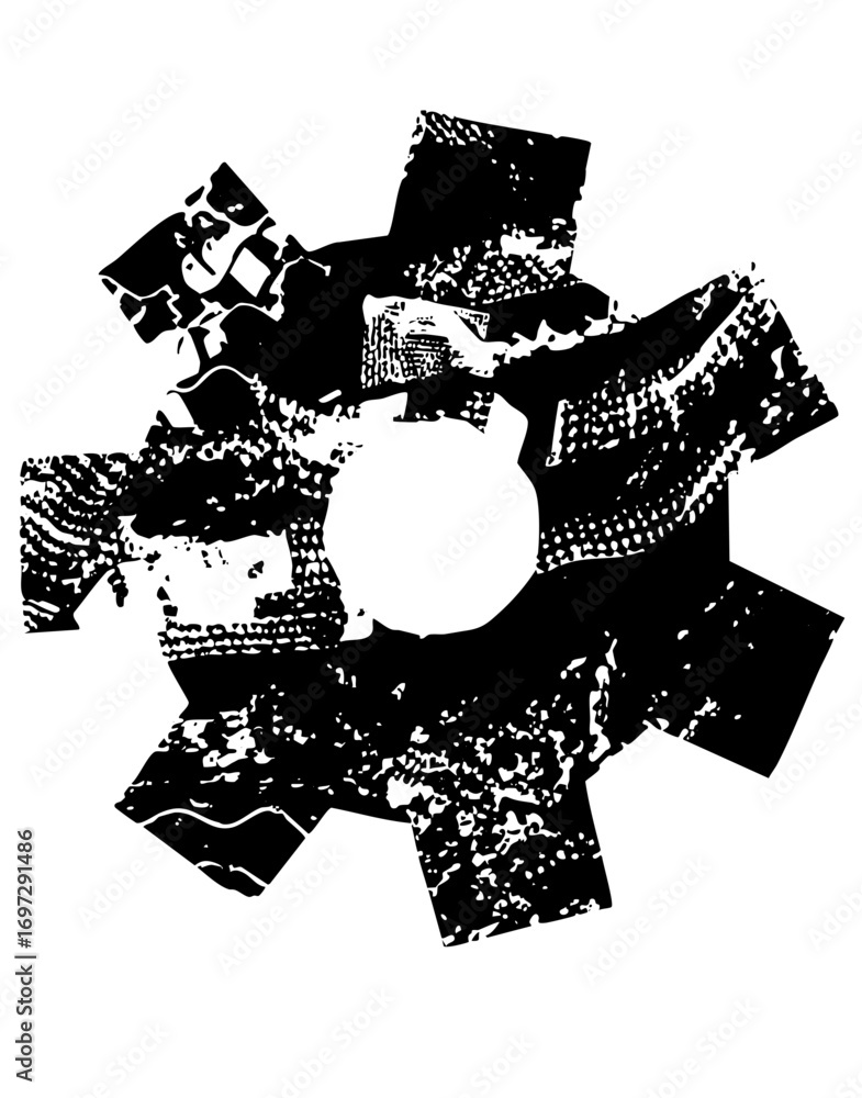 Poster vector interlocking gears with distressed texture
