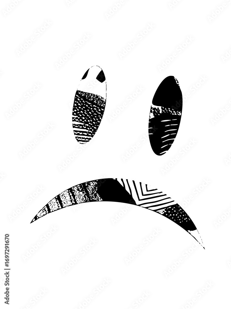 Aufkleber vector abstract face with textured elements and a curved smile.