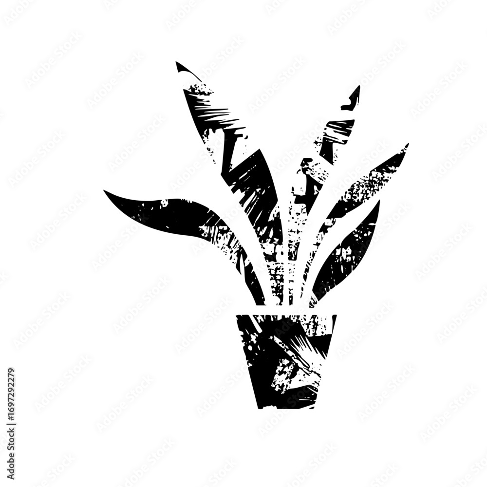 Poster vector abstract sprout with textured vector shapes.