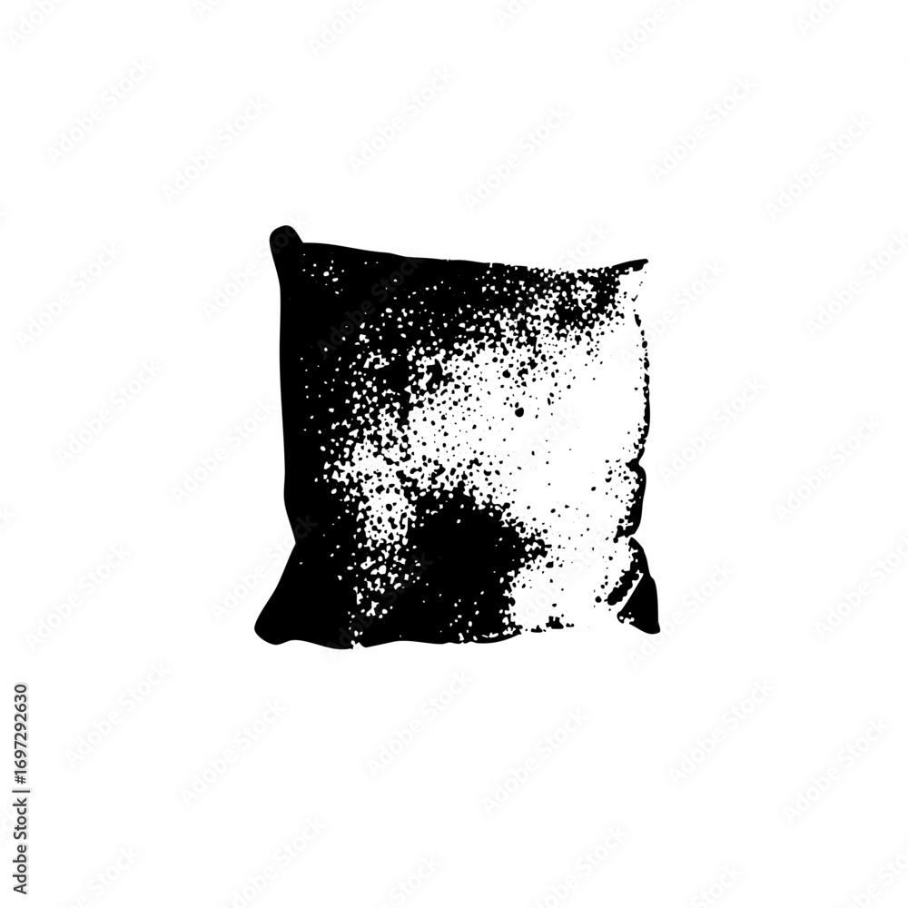 Poster vector distressed square pillow with a textured effect.