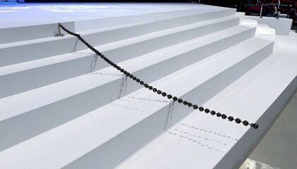 White Steps with Metal Chain and Shadows