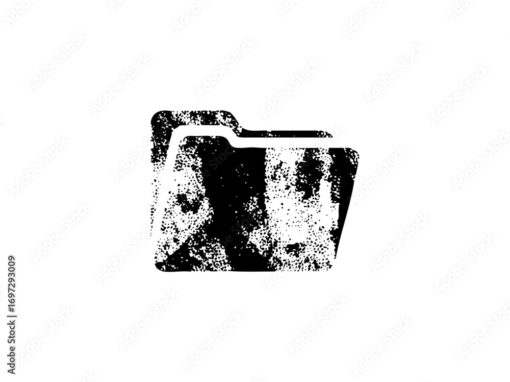 Poster vector distressed folder represents data organization and storage.