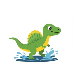 Obraz premium Vector illustration of super cute dinosaurs on white background. Cartoon style prehistoric animals perfect for kids design, poster, sticker, and educational artwork.