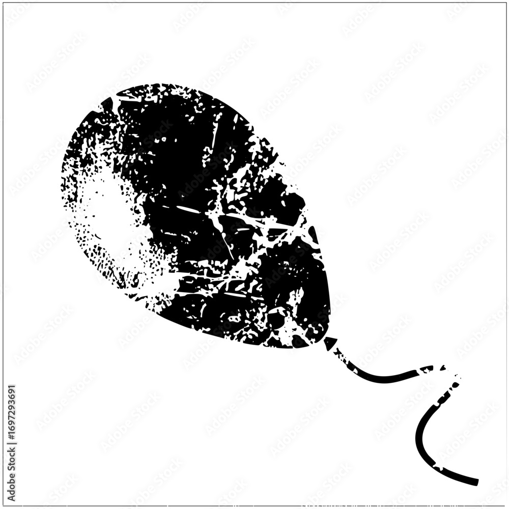 Poster vector distressed balloon with a trailing ribbon.