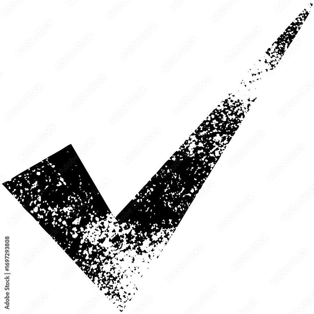 Poster vector distressed check mark with a textured grunge effect.
