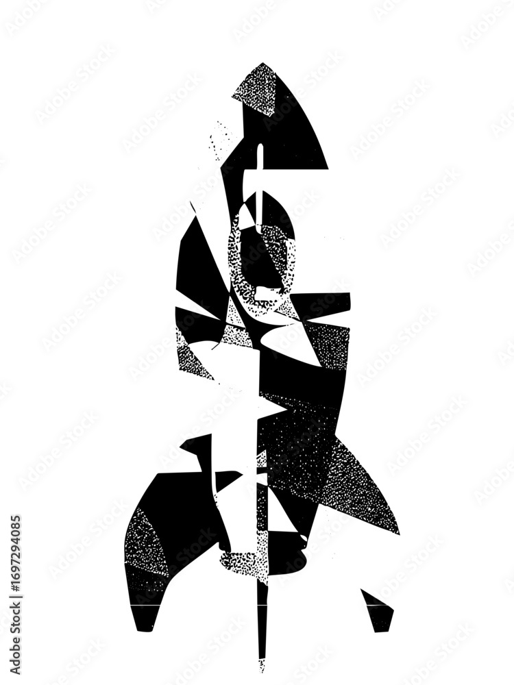 Poster vector abstract portrait of a face composed of geometric shapes.