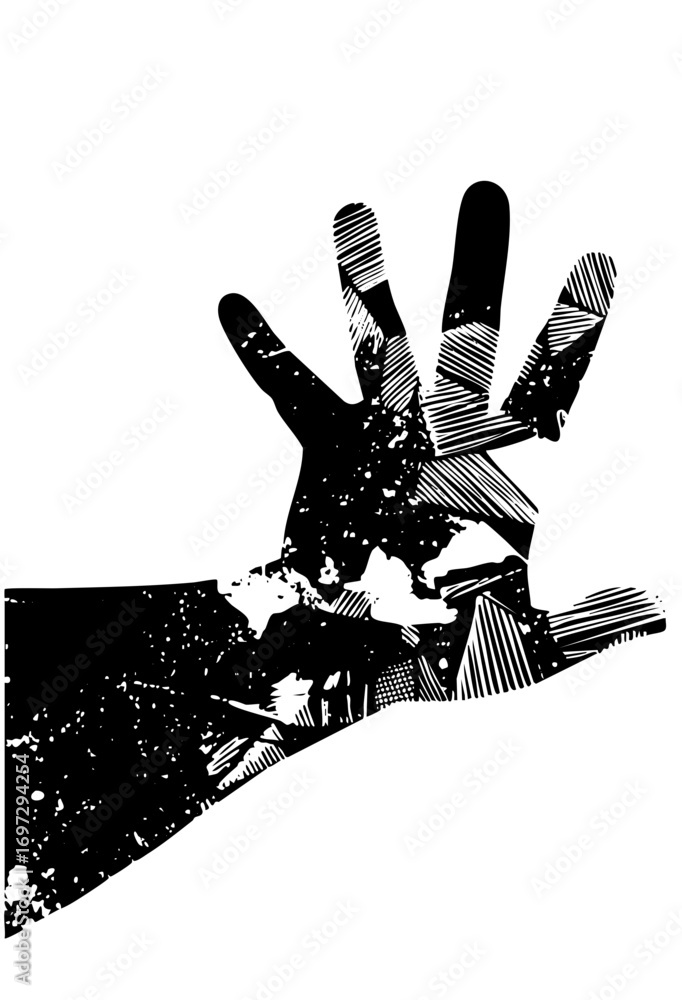 Poster vector abstract hands reaching with dynamic lines.