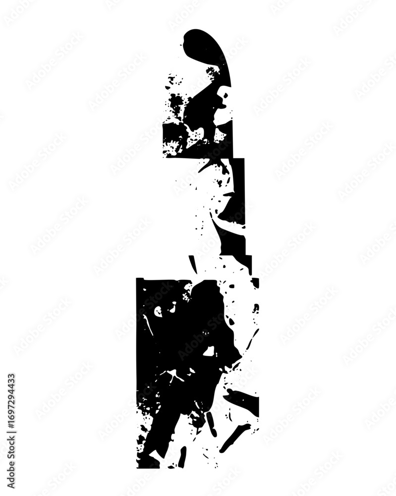Poster vector abstract figure portrait with distressed vector shapes.
