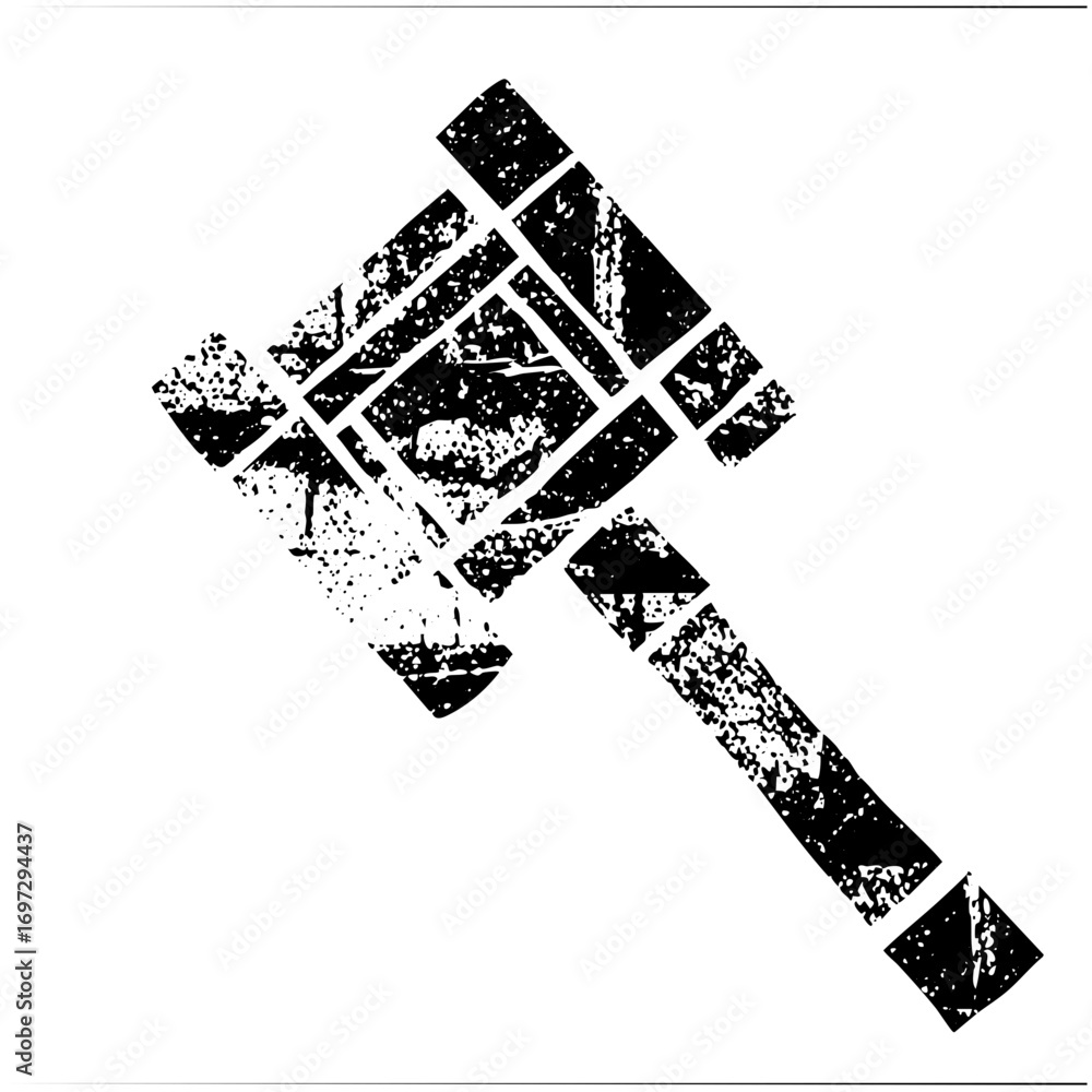 Poster vector abstract hammer with distressed texture.