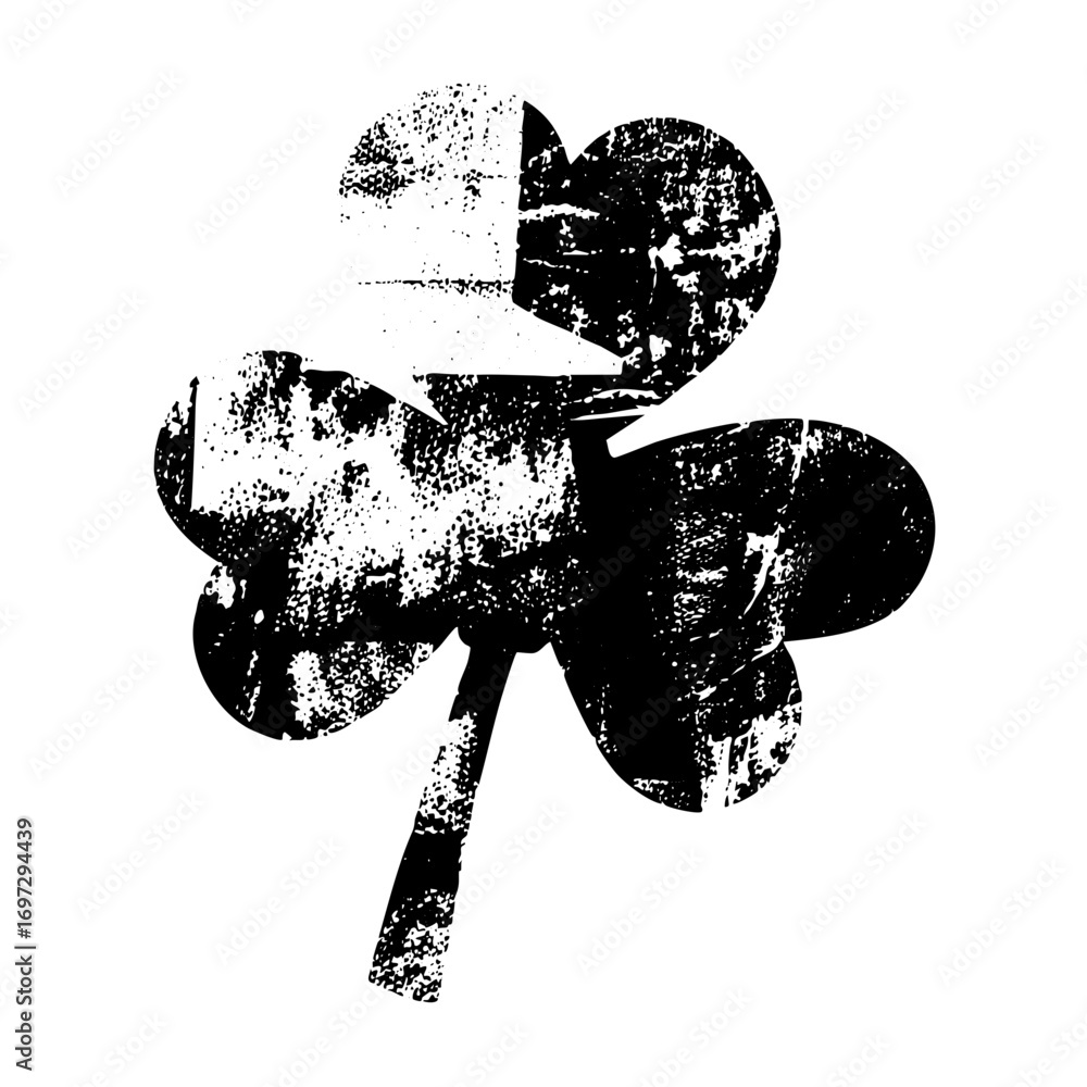 Poster vector distressed clover with a top hat.