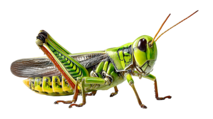 Image presents natural grasshopper view isolated on white