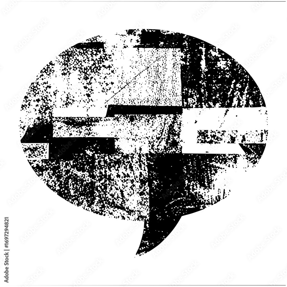 Poster vector abstract speech bubble with intersecting rectangular shapes.
