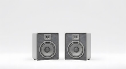 Fototapeta premium Two studio monitor speakers in grayscale, side by side, suggesting balanced audio output