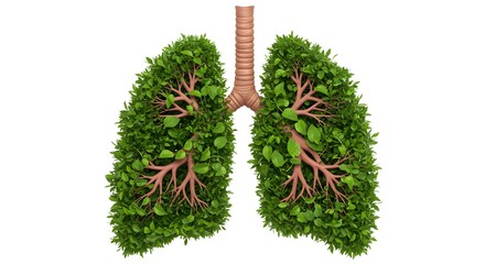 Healthy lungs shaped by lush green plants representing environmental protection