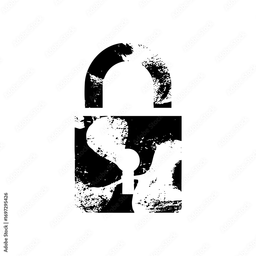 Poster vector distressed padlock with keyhole security concept.