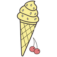 Ice-cream. Colored ice cream cones. Colorful ice cream candy in a row. Colorful Ice Cream Scoops Stacked.