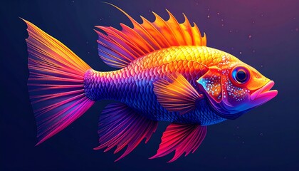 Vibrant colorful fish illustration