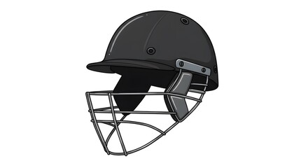 Fototapeta premium A black cricket helmet with a metal cage on it