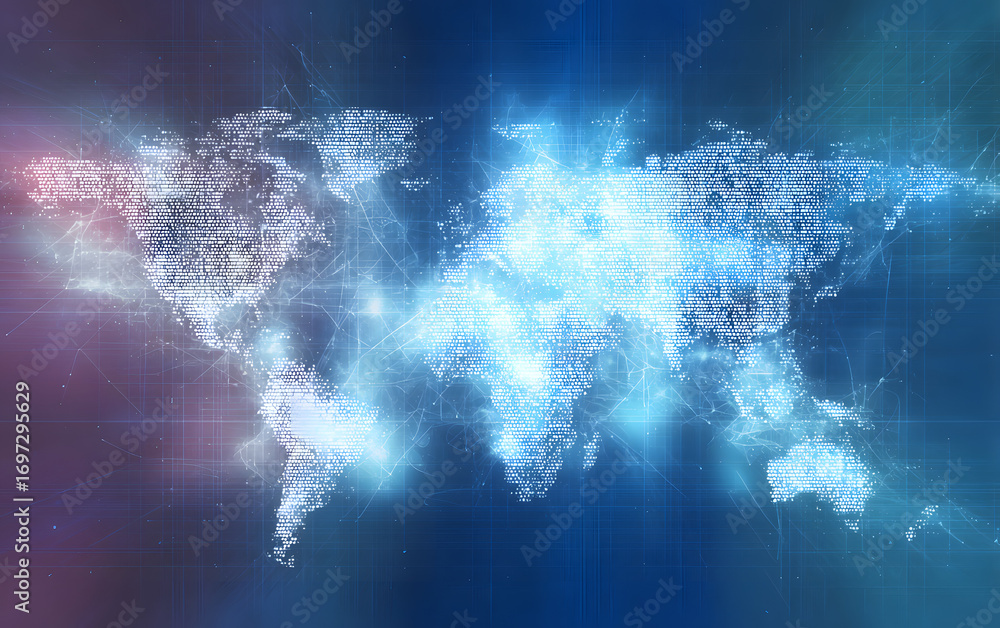 Aufkleber abstract world map digital texture pattern technolog innovation concept backgrund