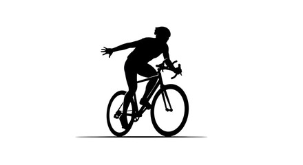 Obraz premium Silhouette of a cyclist riding a road bike, emphasizing speed and movement