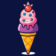 Ice-cream. Colored ice cream cones. Colorful ice cream candy in a row. Colorful Ice Cream Scoops Stacked.