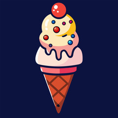 Ice-cream. Colored ice cream cones. Colorful ice cream candy in a row. Colorful Ice Cream Scoops Stacked.