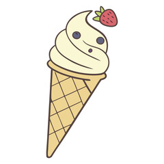 Ice-cream. Colored ice cream cones. Colorful ice cream candy in a row. Colorful Ice Cream Scoops Stacked.