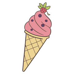 Ice-cream. Colored ice cream cones. Colorful ice cream candy in a row. Colorful Ice Cream Scoops Stacked.