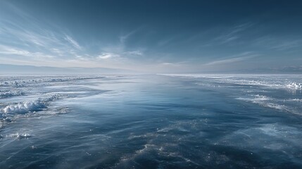 Obraz premium Tranquil Winter Landscape Frozen Ocean Nature Photography Serene Environment Wide-Angle View Calm Reflection